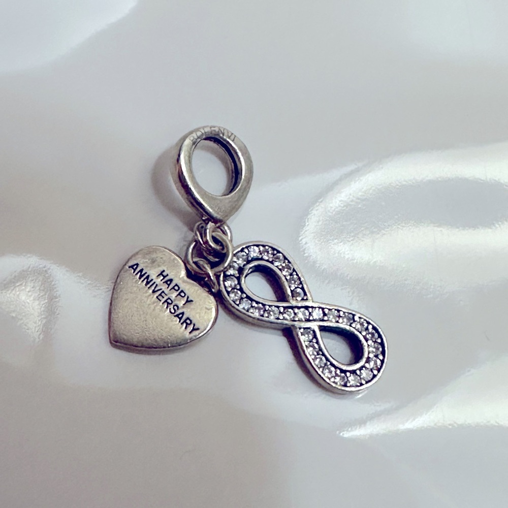 Pandora anniversary Infinity double 
Dangle Charm